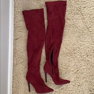 Liliana Burgundy Thigh High Boots